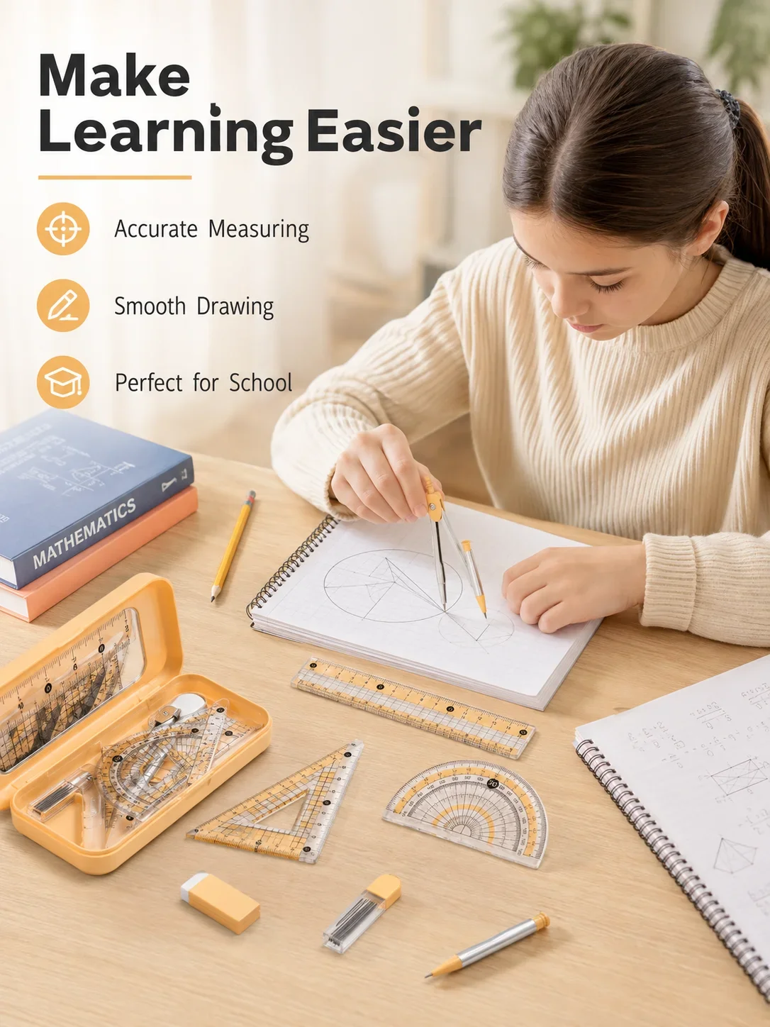 مجموعة أدوات هندسية للرياضيات  - مراجعة Compass Geometry Set وسعره