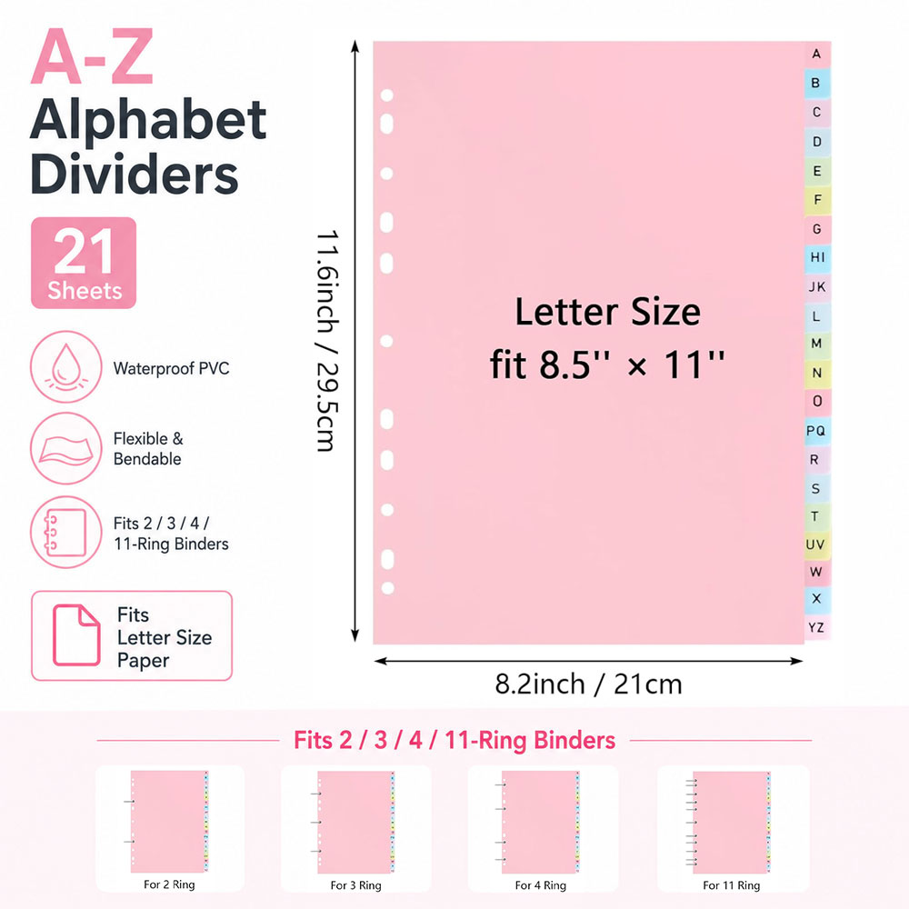21 ورقة فاصل أبجدي من A إلى Z، - مراجعة Index Tab Divider وسعره
