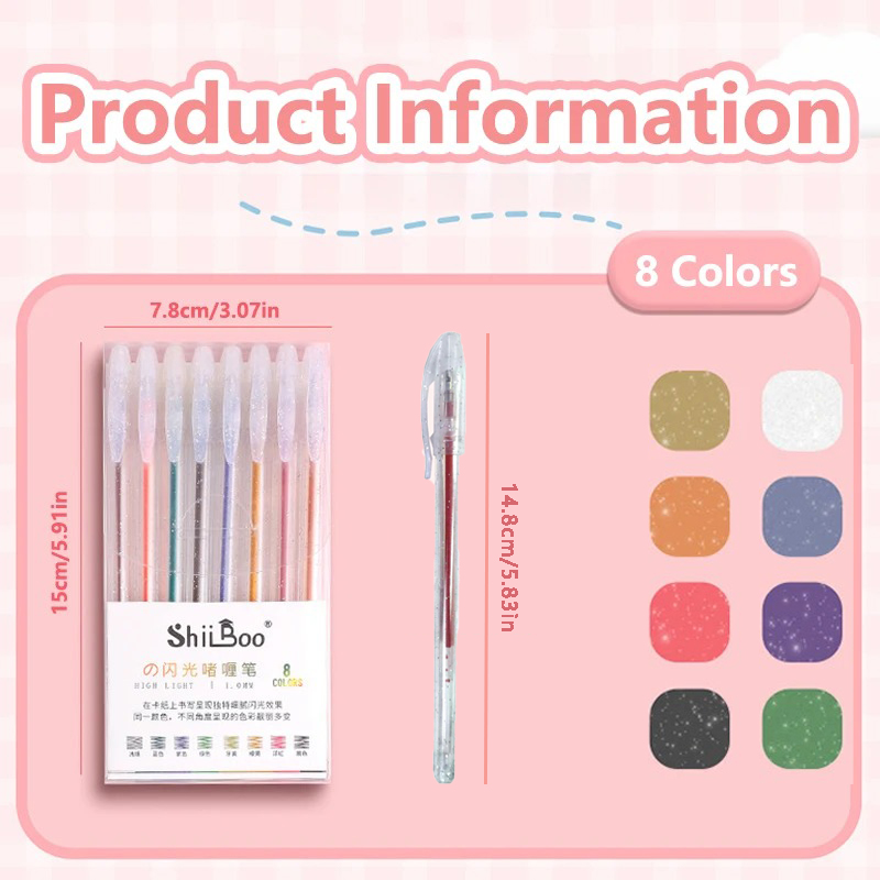 مجموعة أقلام جل لامعة بـ 8-60  - مراجعة Gel Ink Pen Set وسعره